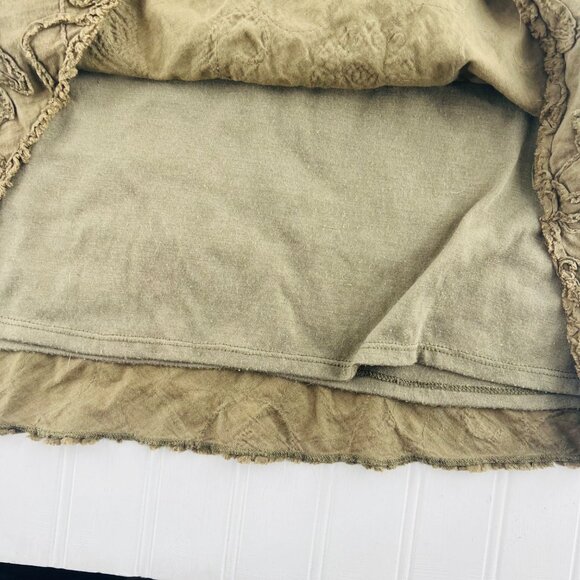 Max Studio A-Line Cotton Skirt size Medium Army Green Stretch Pull On - Picture 2 of 5